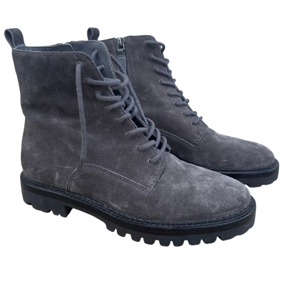 Vince Cabria‎ Gray Suede Lug Sole Water-Repellant Combat Boots 8